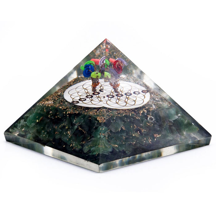 Orgonit-Pyramide – Grüner Aventurin & Blume des Lebens (Groß)