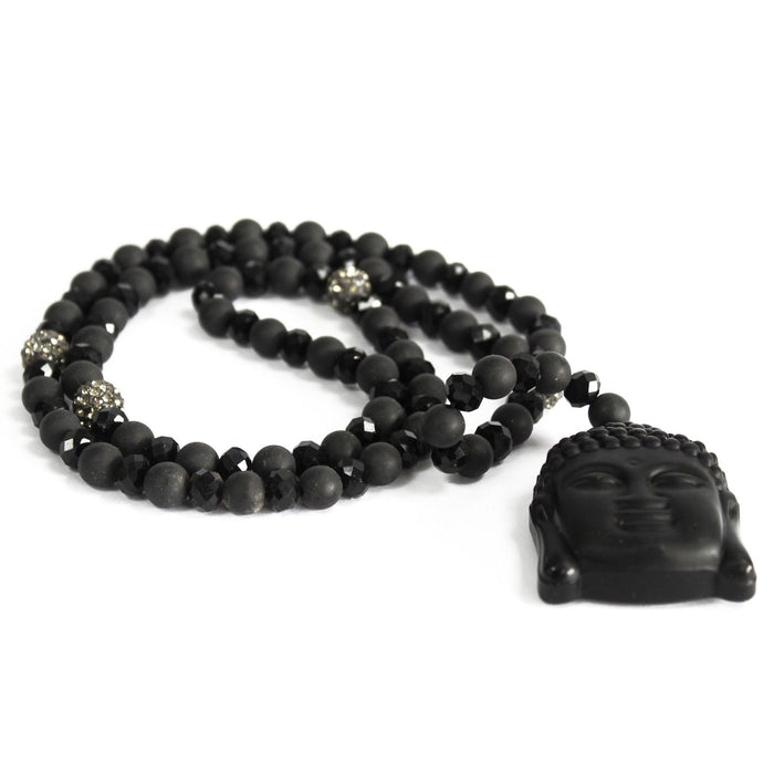 Black Agate Necklace - Buddha
