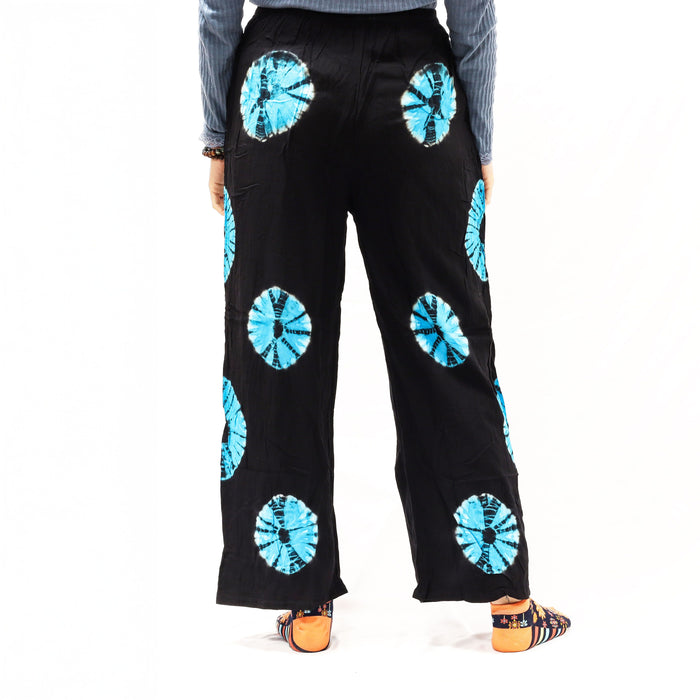 Japanische Loungewear-Hose – Schwarz & Blau (Mittel)