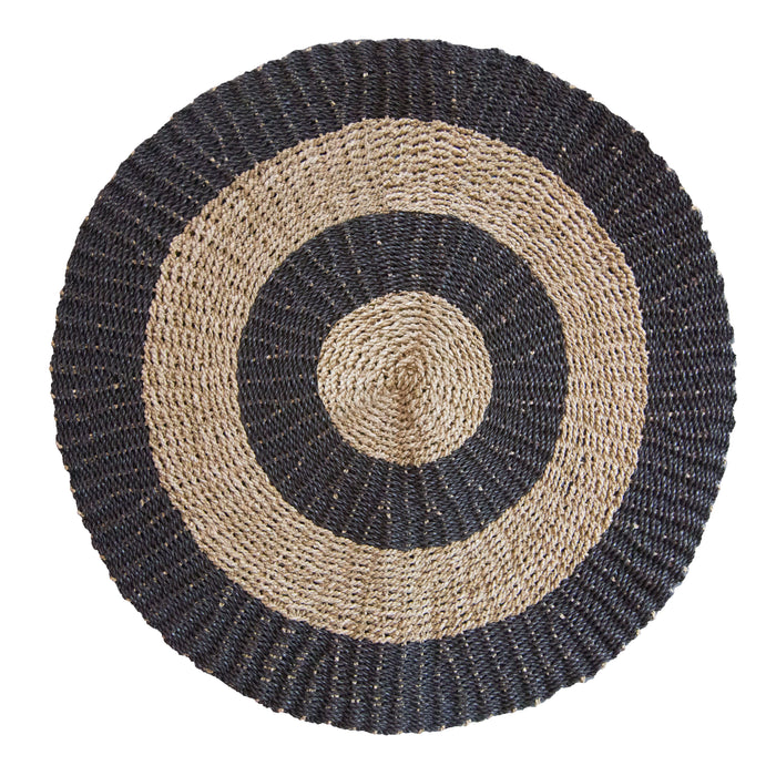 Runder Seegras-Teppich – Schwarz & Natur