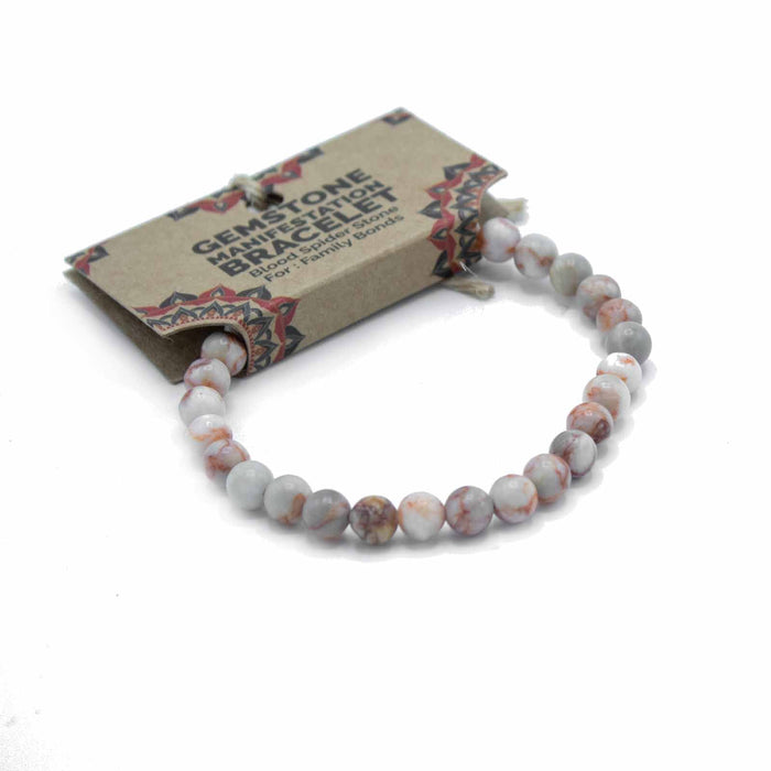 Gemstone 'Manifestation' Bracelet - Blood Spider Stone - Family Bonds