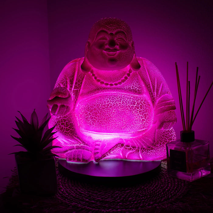 Buddha Glow Lamp - Laughing, Dragonfruit Crackle