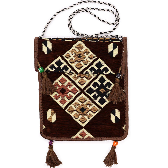 Kilim Sommer-Umhängetasche – Schokolade
