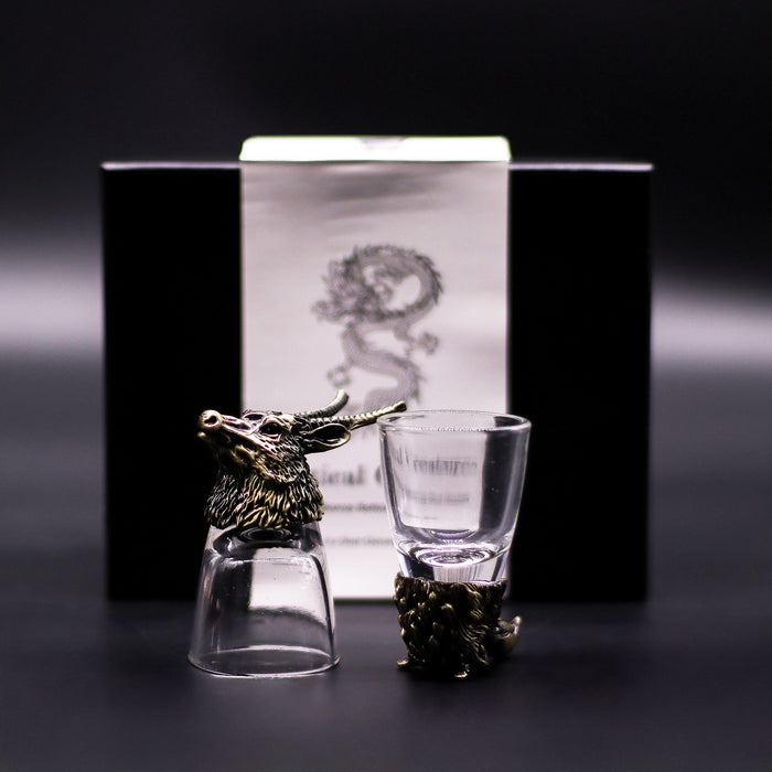 Coffret de 6 verres à shot "Bottoms Up" (50 ml) - Créatures de la forêt, bronze antique