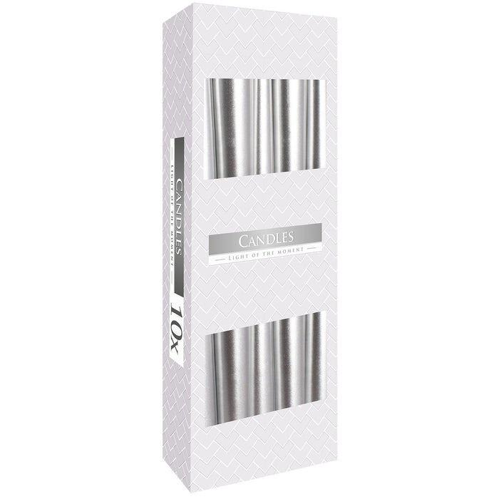 Tapered Candles - Metallic Silver