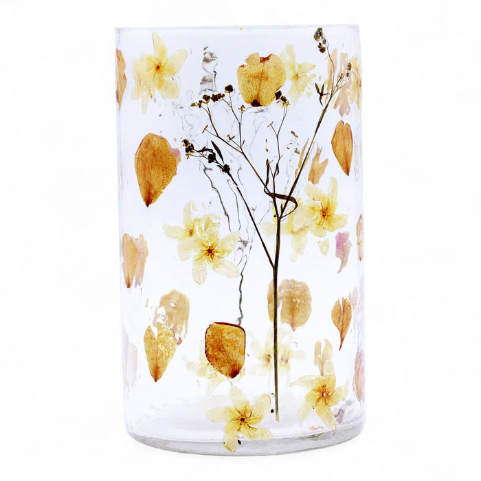 Natural Floral Glass Tall Vase Candle Holder - Rosa