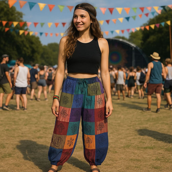 Patchwork Trousers - Purple - S/M