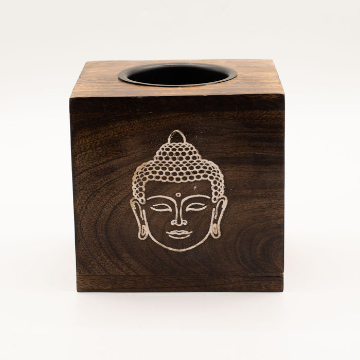 Großer Mangoholz-Duftlampe – Buddha-Gesicht