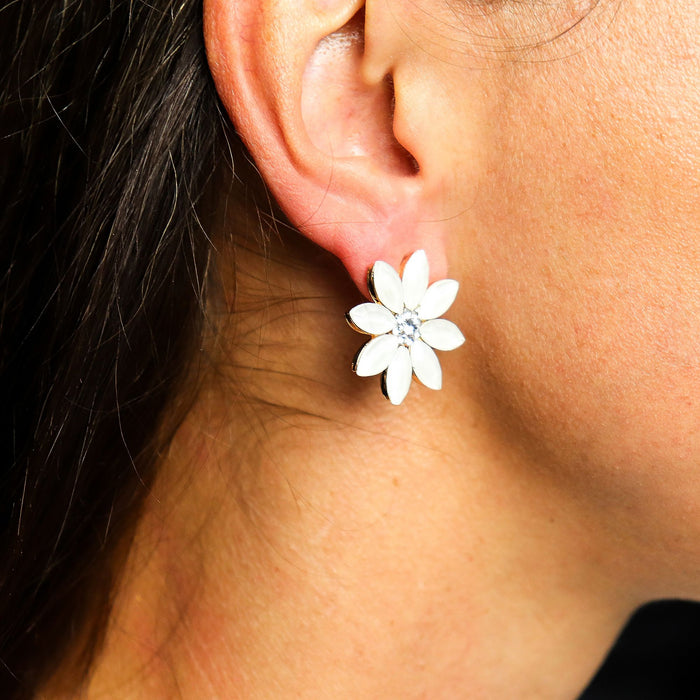 Nymph Aurora Glass Earrings - Flowers, Pearl