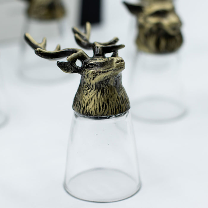 Coffret de 12 verres à shot (25ml) 'Bottoms Up' - Créatures de la Forêt & Mystiques, Bronze Antique