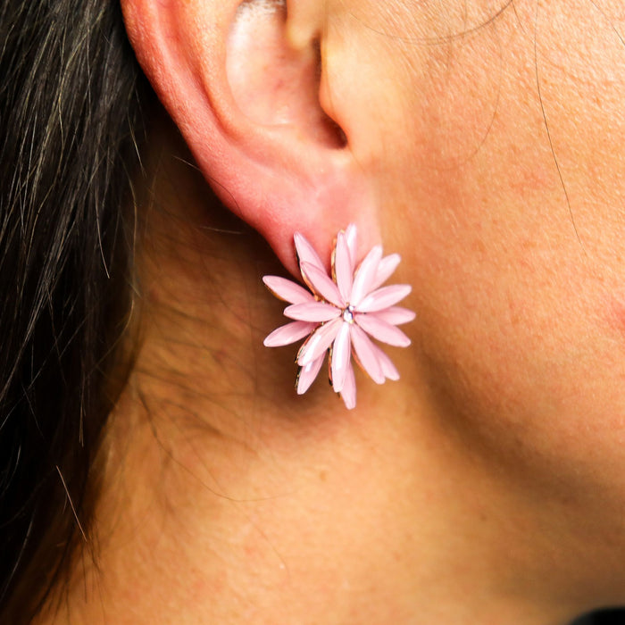Nymph Aurora Glass Earrings - Flowers, Soft Pink