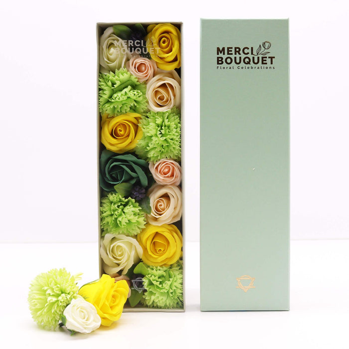 Seifenblumen-Geschenkbox - Gelb & Grün - Frühlingsfeierlichkeiten