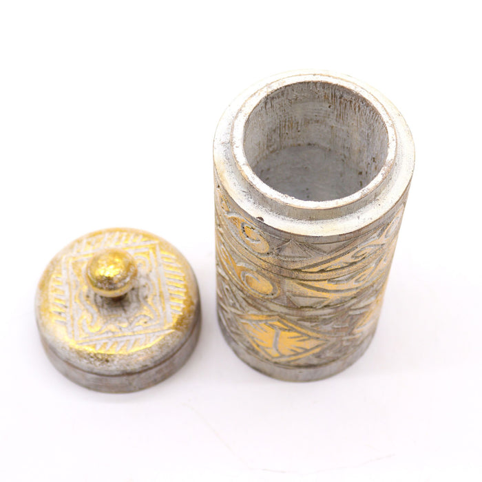 White & Gold Decorative Wooden Jar