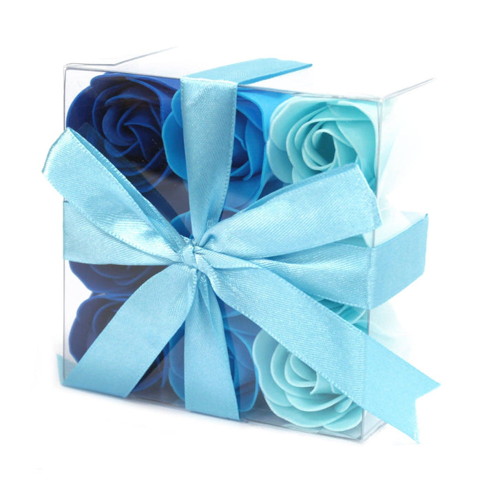 Seifenblumen - Blaue Hochzeitsrosen (9er-Set)