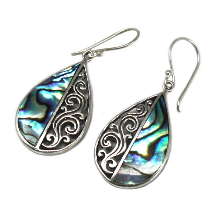 Boucles d'oreilles en argent sterling et ormeau - Goutte d'eau