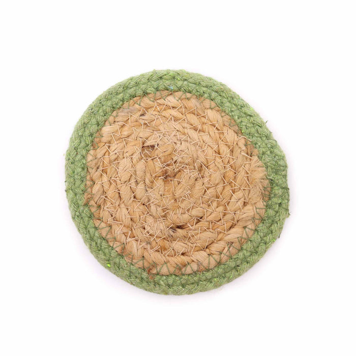 Jute Coasters - Mixed Colours in Basket, Set of 6