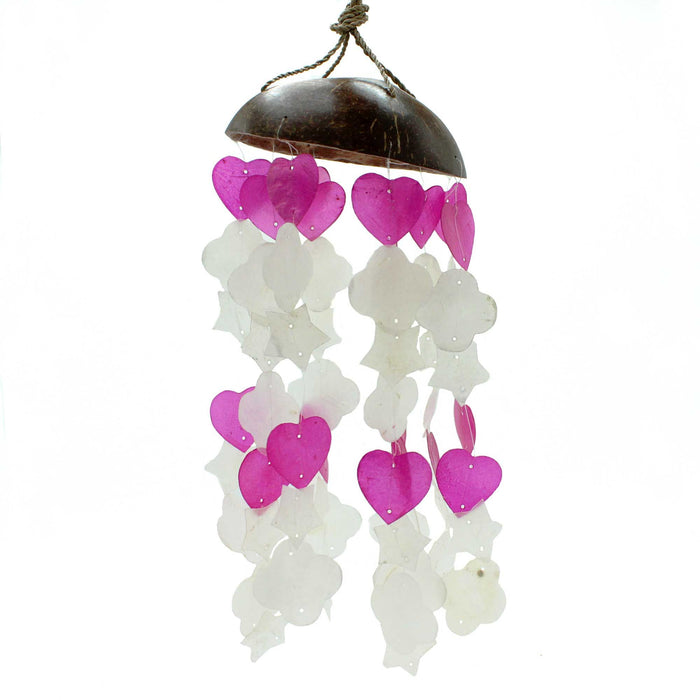 Capiz-Muschel- & Kokosnuss-Klangspiel – Gemischte Formen, Rosa & Weiß