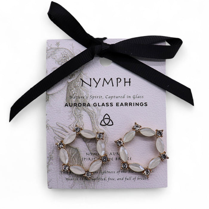 Nymph Aurora Glass Earrings - Loop, Pearl