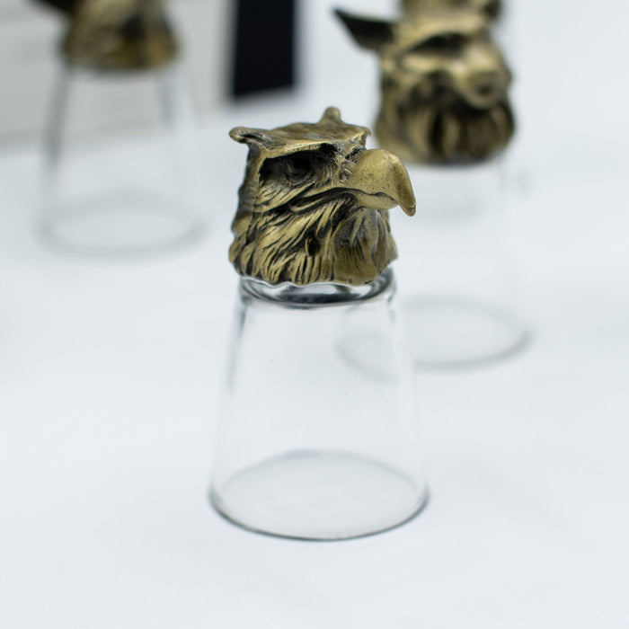 Coffret de 12 verres à shot (25ml) 'Bottoms Up' - Créatures de la Forêt & Mystiques, Bronze Antique