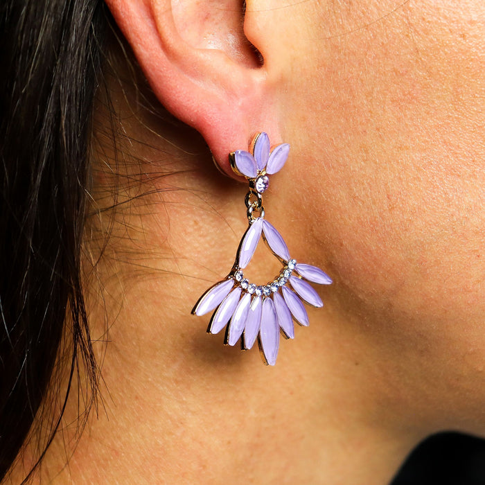 Nymph Aurora Glass Earrings - Long Drop, Lavender