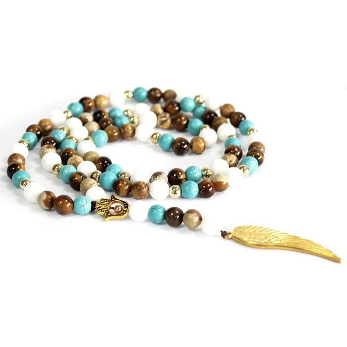 Multi Beads Gemstone Necklace - Angel Wing