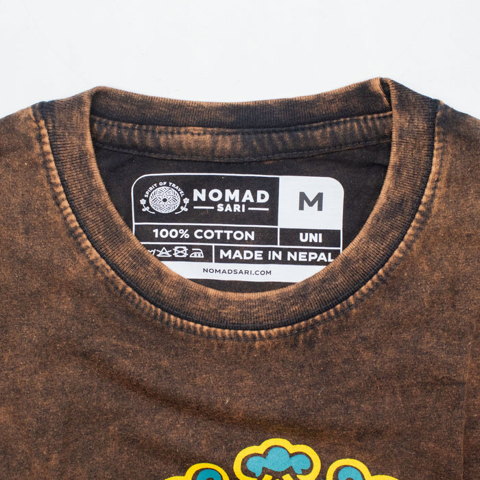 Stonewashed Cotton T-Shirt - Sun & Zodiac, Brown (Medium)