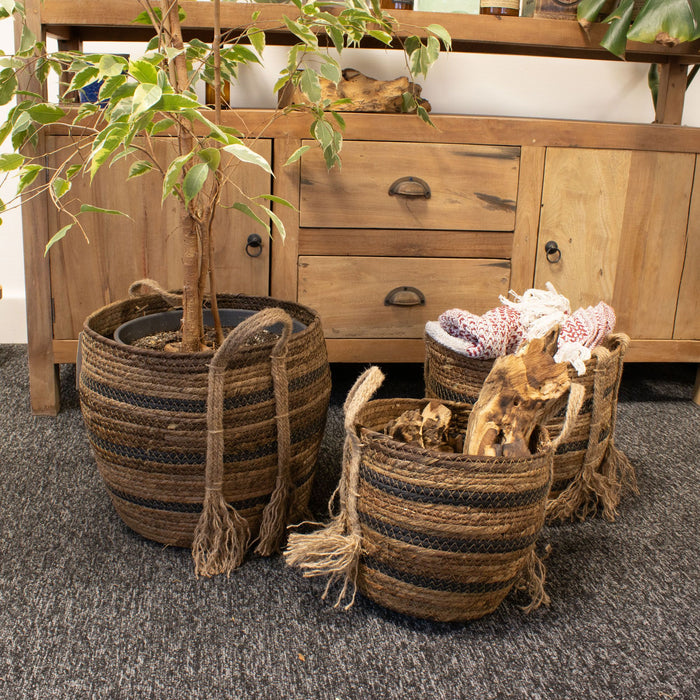 Große Bananenblatt- & Seegraskörbe – Naturbraun – 3er-Set