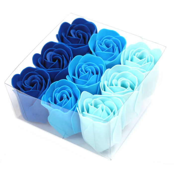 Seifenblumen - Blaue Hochzeitsrosen (9er-Set)