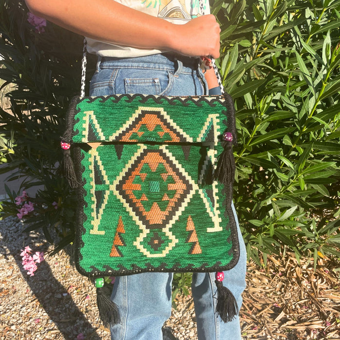 Kilim Messenger Bag Sommer - Smaragdgrün