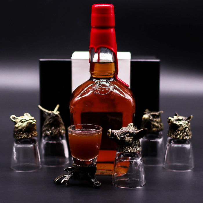Coffret de 6 verres à shot "Bottoms Up" (50 ml) - Créatures de la forêt, bronze antique
