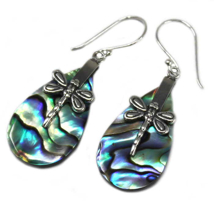 Boucles d'oreilles libellules en argent sterling et ormeau