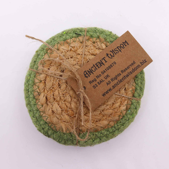 Jute & Cotton Coasters - Olive, Set of 4