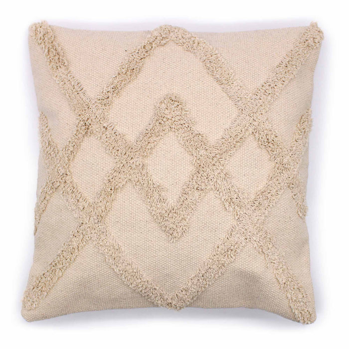Klassischer Baumwoll-Kissenbezug – Lux Criss-Cross, Creme
