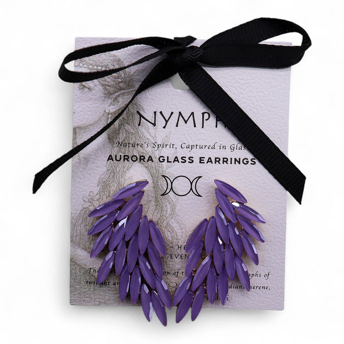 Nymph Aurora Glass Earrings - Angel Wings, Lavender
