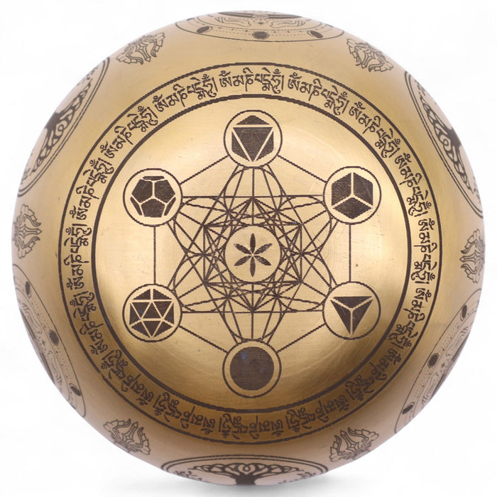 Set of 4 Etched Brass Singing Bowls - Buddha