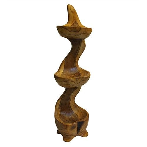 Teak Dreischale Stehend ca. 50cm