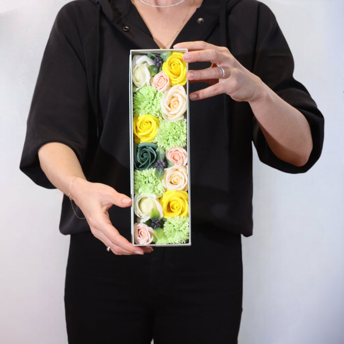 Seifenblumen-Geschenkbox - Gelb & Grün - Frühlingsfeierlichkeiten