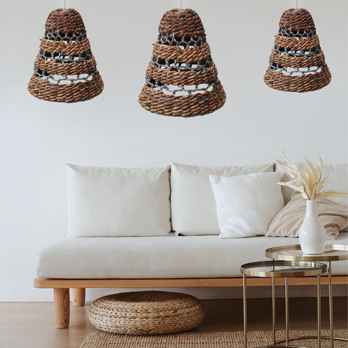 Banana Leaf & Hitam Raffia Lamp Shades - Set of 3