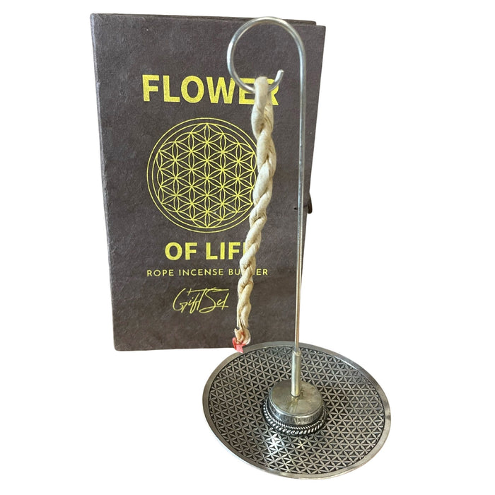 Rope Incense & Silver-Plated Holder Set - Flower of Life