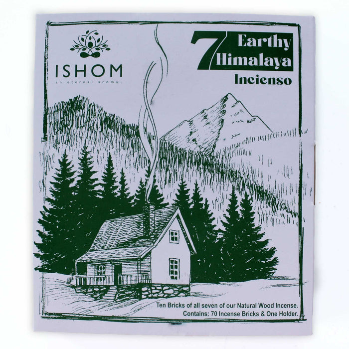 70er-Set ISHOM Räucherstäbchen-Räucherziegel und Brenner – Erdiges Himalaya