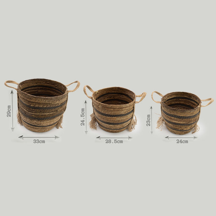 Große Bananenblatt- & Seegraskörbe – Naturbraun – 3er-Set