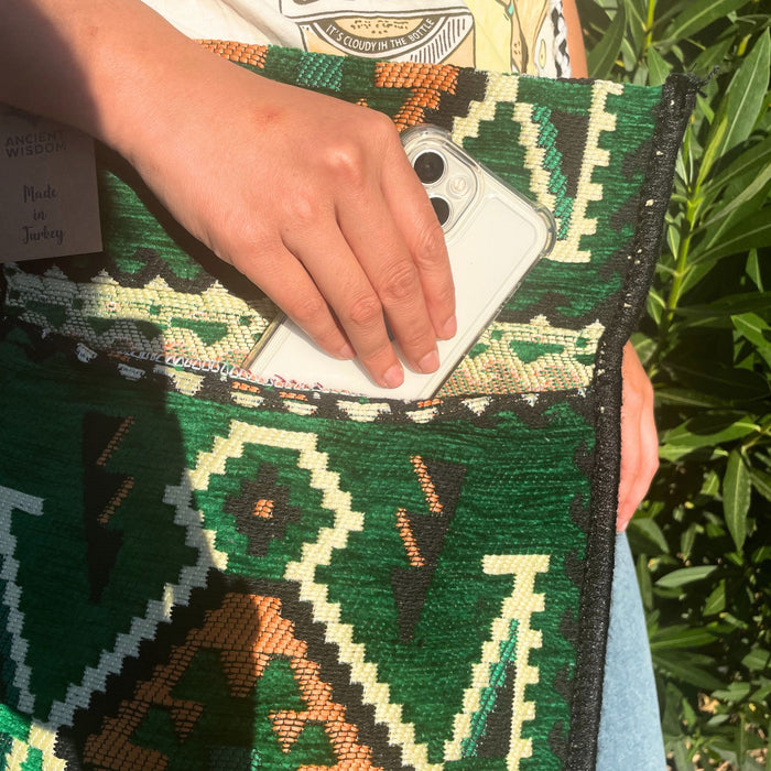 Kilim Messenger Bag Sommer - Smaragdgrün