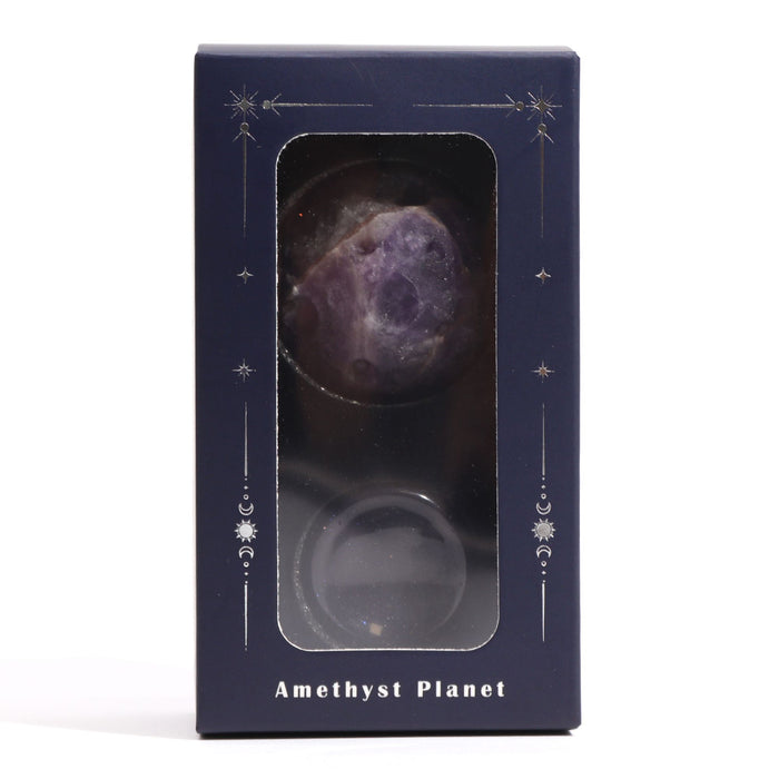 Edelstein-Planet auf Solarständer – Amethyst JUPITER