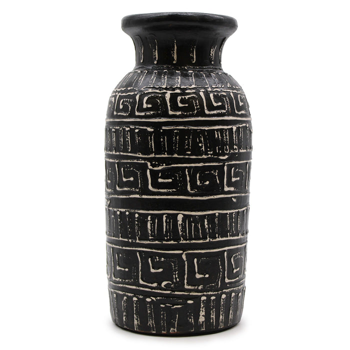 Ornamentale gerade Keramikvase – Griechisch, Schokolade