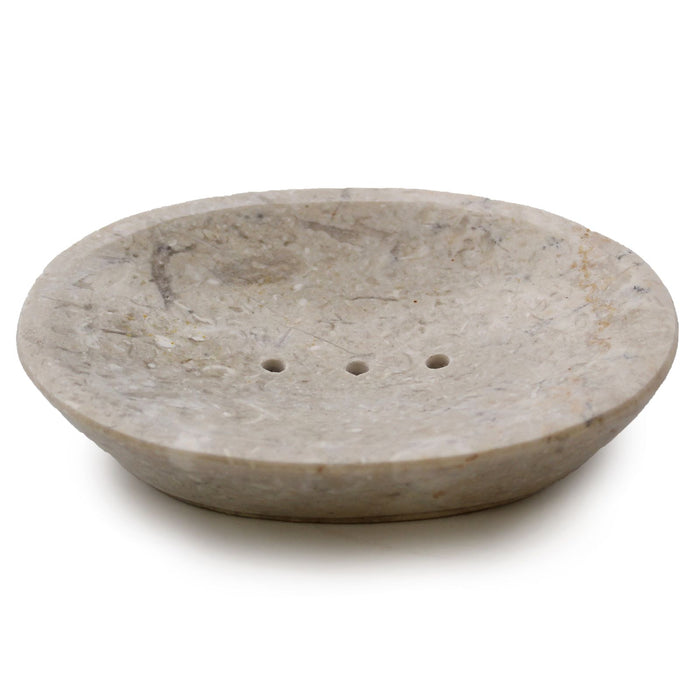 Seifenschale aus Stein – Oval, Cremefarbener Marmor