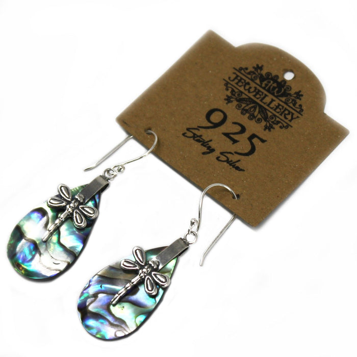 Boucles d'oreilles libellules en argent sterling et ormeau
