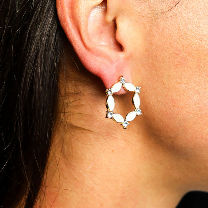 Nymph Aurora Glass Earrings - Loop, Pearl