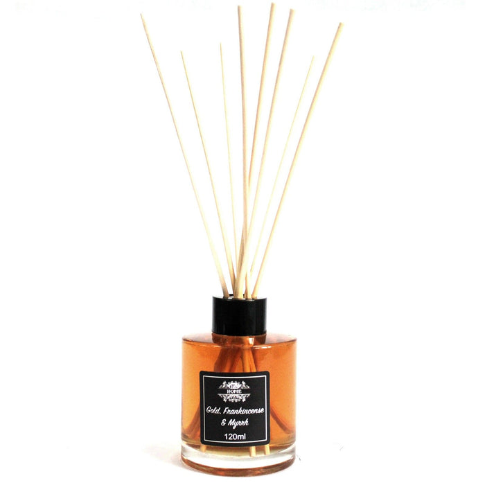120ml Raumduft-Diffusor mit Rattanstäbchen – Gold, Weihrauch & Myrrhe