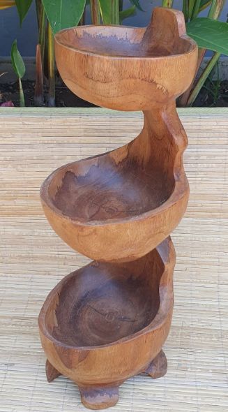 Teak Dreischale Stehend ca. 50cm