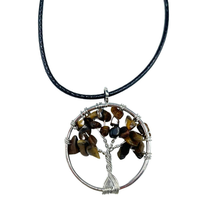 Gemstone Tree of Life Pendant - Tiger Eye